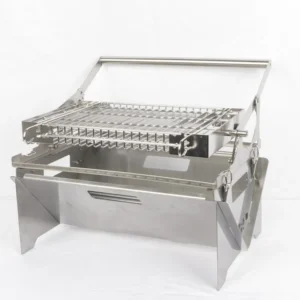 TOSHINE TS-FP-008 foldable flip BBQ grill white background, stainless steel portable charcoal grill for camping picnic